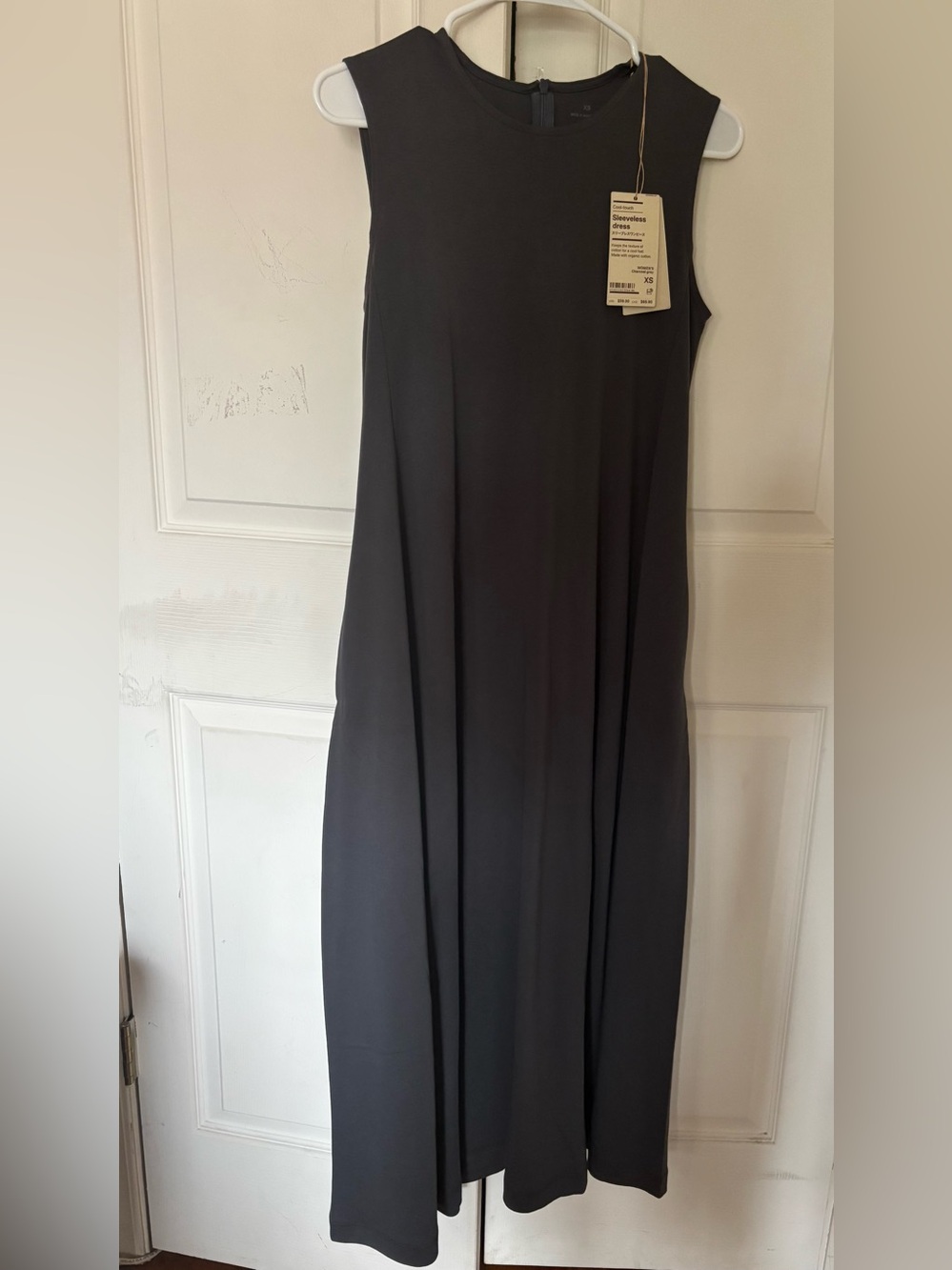 NWT MUJI Women's Organic Cotton Cool Touch Sleeveless A-line Dress gray XS